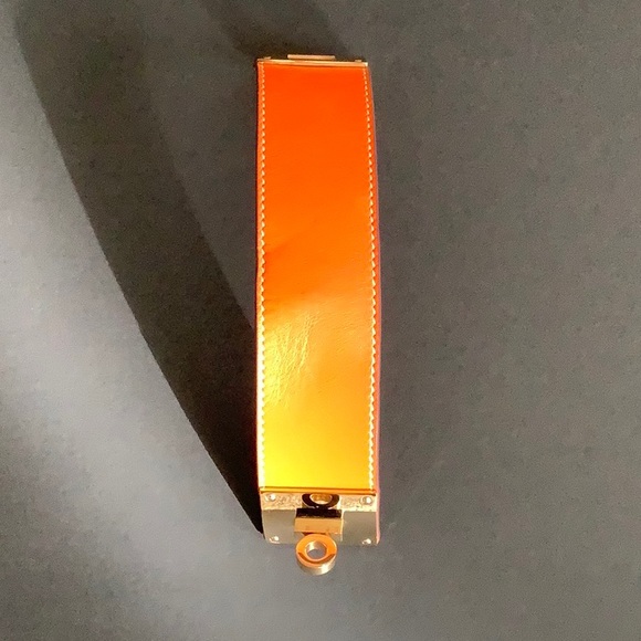 Hermes Women’s Leather Bracelet Orange/ Gold - Picture 3 of 4